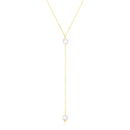 14k Yellow Gold Lariat Necklace with Pearls