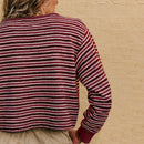 Womens Round-neck Knitted Striped Color-block Sweater