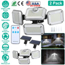 2 Pack Solar Powered Wall Lights IP44 Waterproof Motion Sensor Lamps with Separate Solar Panel 4 Adjustable Heads 333Pcs Beads 120¡ Sensing Angle Remo