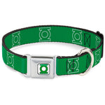 Green Lantern Logo CLOSE-UP White Green Seatbelt Buckle Collar - Green Lantern Logo Green/White