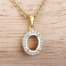 0.22 Carat Genuine White Diamond 14K Yellow Gold Semi Mount Pendant - holds 9x7mm Oval Gemstone