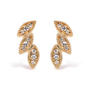 10K Yellow Gold 1/10 Cttw Diamond Triple Leaf Stud Earring (H-I Color, I1-I2 Clarity)
