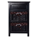 3 Tiers Wooden Storage Nightstand with 2 Baskets and 1 Drawer