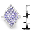 2.40 Carat Genuine Tanzanite and White Topaz .925 Sterling Silver Ring
