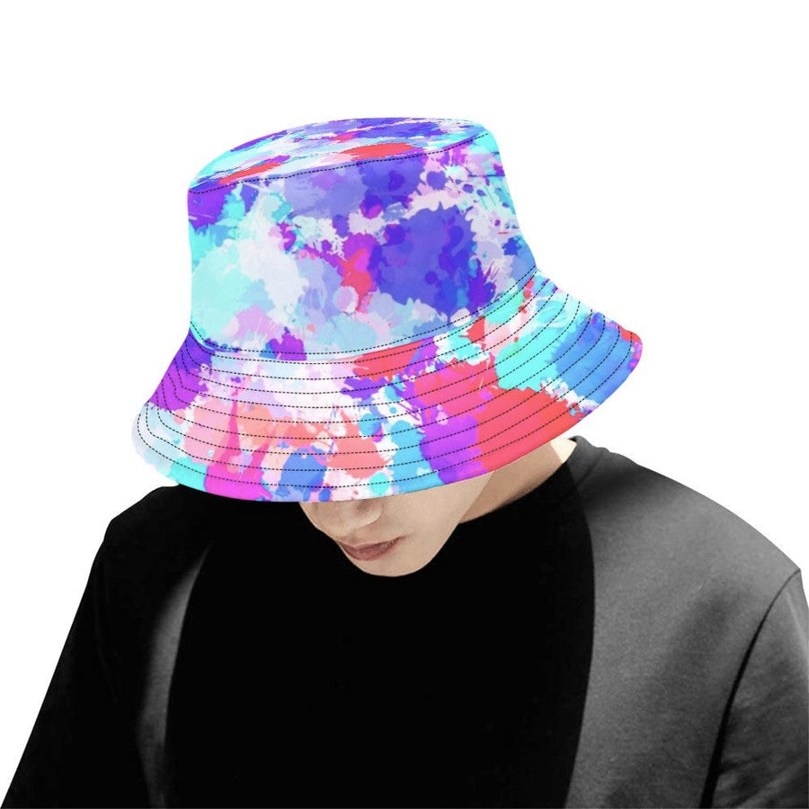 Cherry Frost Paint Splatter Bucket Hat | UV Blacklight Reactive