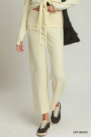 Umgee Cotton Viscose Folded Waistband Straight Leg Pants