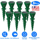 8Pcs Solar Powered Mole Repellent Waterproof Solar Animal Repellers for Moles Gophers Groundhogs Snakes Voles Outdoor Vibration Stake For Farm Garden