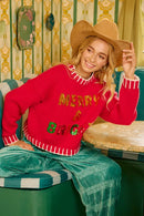 BiBi Christmas Theme Sequin Lattering Sweater