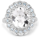 5.90 Carat Genuine Crystal Quartz and Swiss Blue Topaz .925 Sterling Silver Ring