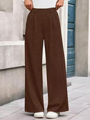 Solid Color Straight-leg Wide-leg Pants Women