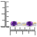 3.27 Carat Genuine Amethyst and White Topaz .925 Sterling Silver Bracelet
