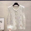 Womens Retro All-Match Buttoned Knitted Vest