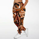 Burnt Orange, Black and White Abstract Melt Unisex Cargo Joggers (Fleece Lined)