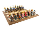 Chess Set - Cats & Dogs Resin Men on Walnut Maple Board