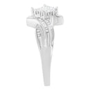 10K White Gold 1/3 Cttw Princess and Baguette Cut Diamond Bypass Style Cocktail Ring (I-J Color, I1-I2 Clarity) - Size 4