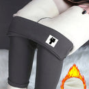 Womens High-Waisted Embroidered Cat Fleece-Lined Leggings