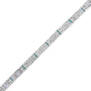 14K White Gold Princess-Cut white and Blue Diamond 3.00 cttw Fashion Link Bracelet (H-I Color, SI1-SI2 Clarity)