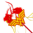 Cat Toy Wand - Wonder Woman Logo with Feather and Ribbons