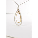 14K Two-Tone Gold Round Cut Diamond Double Burst Pendant Necklace (1.00 cttw, H-I Color, SI2-I1 Clarity)