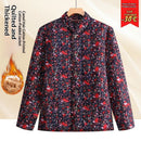 Middle Aged And Elderly Stand Collar Floral Cotton Padded Coat