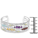 4.82 Carat Genuine Multi Stones .925 Sterling Silver Cuff Bangle