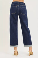 RISEN Slouchy Cropped  Boyfriend Jeans With Cuffed Hem