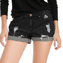 American-style Fringed Denim Shorts Figure-flattering Short Pants