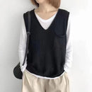 Simple V-neck Artistic Knit Vest