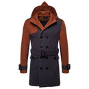 Double-breasted Hooded Belted Mid-length Wool Trench Coat