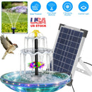 3-Tier Solar Bird Bath Fountain Solar Powered Water Pump Waterfall Feature with Colorful Light 3 Nozzles 6W Solar Panel for Bird Bath Patio Yard Pond
