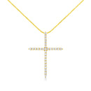 10K Yellow Gold Plated .925 Sterling Silver 3.0 Cttw Prong-Set Round Brilliant Cut Diamond Cross 18" Pendant Necklace (J-K Color, I1-I2 Clarity)