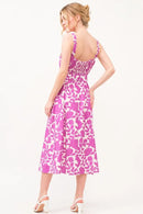 And The Why Square Neck Belted Floral Printed Midi Dress