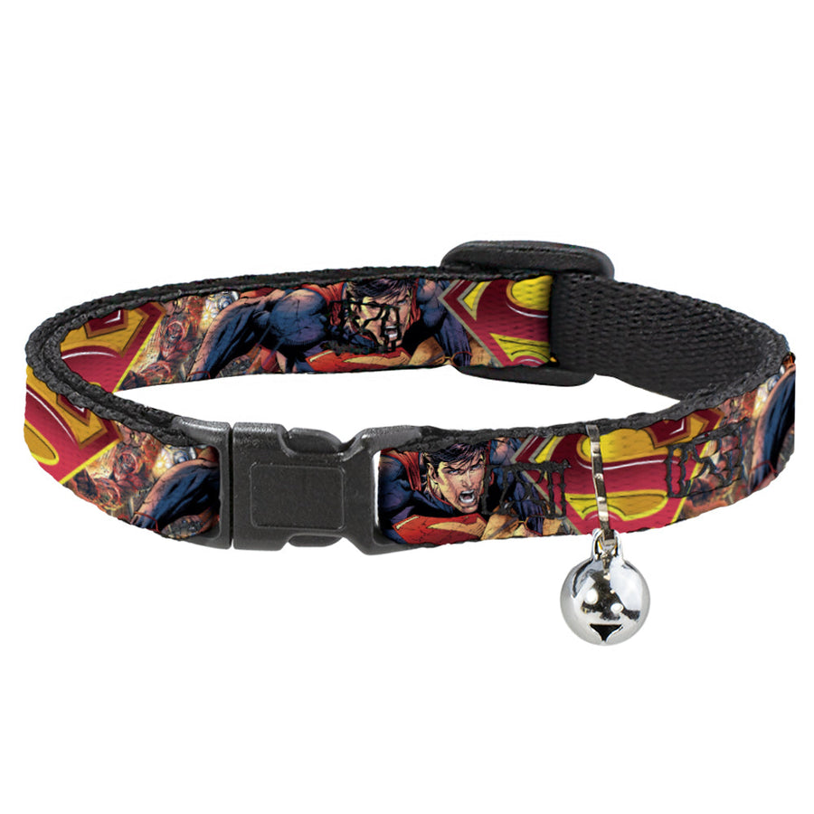 Cat Collar Breakaway - Superman Unchained Explosion Action Pose Wraith Shield Golds Reds