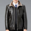 Genuine Leather And Fur One-piece Overcoat With A Lapel Lined With Fleece For Extra Warmth