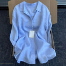 Summer Thin Linen Casual Cotton Linen Collared Sun Protection Top