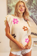 BiBi Flower Printed Ruffled Sleeves Top