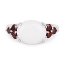 3.58 Carat Genuine Opal & Garnet .925 Sterling Silver Ring