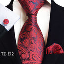 Paisley Tie Square Scarf Pocket Square Cufflinks Three-piece Set