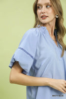 Umgee Lace Trim Peasant Top