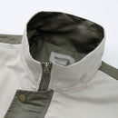 European And American Color Contrast Patchwork Workwear Stand-up Collar Jacket