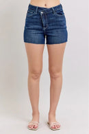 Judy Blue Full Size High Waist Criss-Cross Waistband Denim Shorts Plus Size