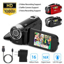 HD 1080P Digital Video Camcorder 2.7in 16X Zoom DV Camera 270¡ Rotation Rechargeable Kid Camera w/Fill Light Selfie