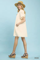 Umgee Linen Blend Ruffle Dress