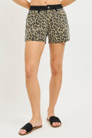 RISEN High Rise Leopard Shorts with Contrast Waistband