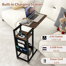C-shaped End Table with Charging Station and Retractable Tabletop-Coffee