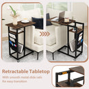 C-shaped End Table with Charging Station and Retractable Tabletop-Coffee