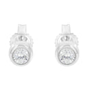 10K White Gold 1/5 Cttw Round Brilliant-Cut Near Colorless Diamond Bezel-Set Stud Earrings (H-I Color, I1-I2 Clarity)
