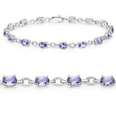 3.12 Carat Genuine Tanzanite .925 Sterling Silver Bracelet