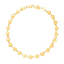 14k Yellow Gold 7 inch Mirrored Heart Chain Bracelet