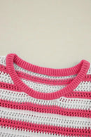 Stripe Hollowed Knit Sleeveless Sweater Dress